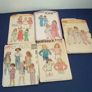 Vintage toddler and child girls and boys mixed sewing pattern 5 pattern lot